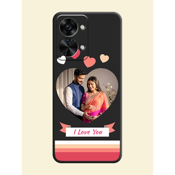 Love Shaped Photo with Colorful Stripes on Personalised Space Black Soft Matte Cases - OnePlus Nord 2T 5G