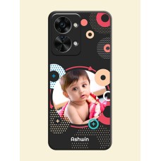 Multicoloured Round Image on Personalised Space Black Soft Matte Cases - OnePlus Nord 2T 5G