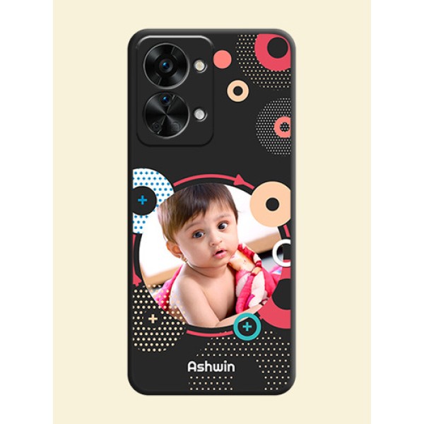 Multicoloured Round Image on Personalised Space Black Soft Matte Cases - OnePlus Nord 2T 5G Multicoloured Round Image on Personalised Space Black Soft Matte Cases - OnePlus Nord 2T 5G