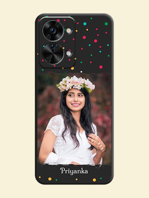 Multicolor Dotted Pattern with Text on Space Black Custom Soft Matte Phone Back Cover - OnePlus Nord 2T 5G