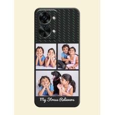 Cross Dotted Pattern with 2 Image Holder on Personalised Space Black Soft Matte Cases - OnePlus Nord 2T 5G
