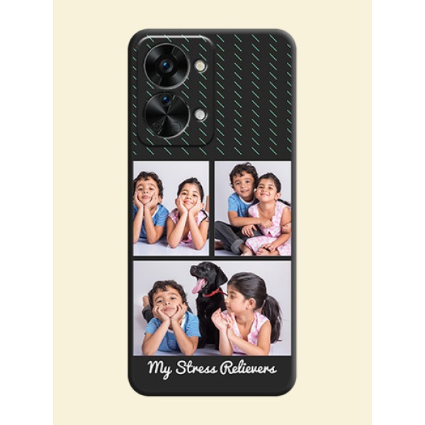 Cross Dotted Pattern with 2 Image Holder on Personalised Space Black Soft Matte Cases - OnePlus Nord 2T 5G Cross Dotted Pattern with 2 Image Holder on Personalised Space Black Soft Matte Cases - OnePlus Nord 2T 5G
