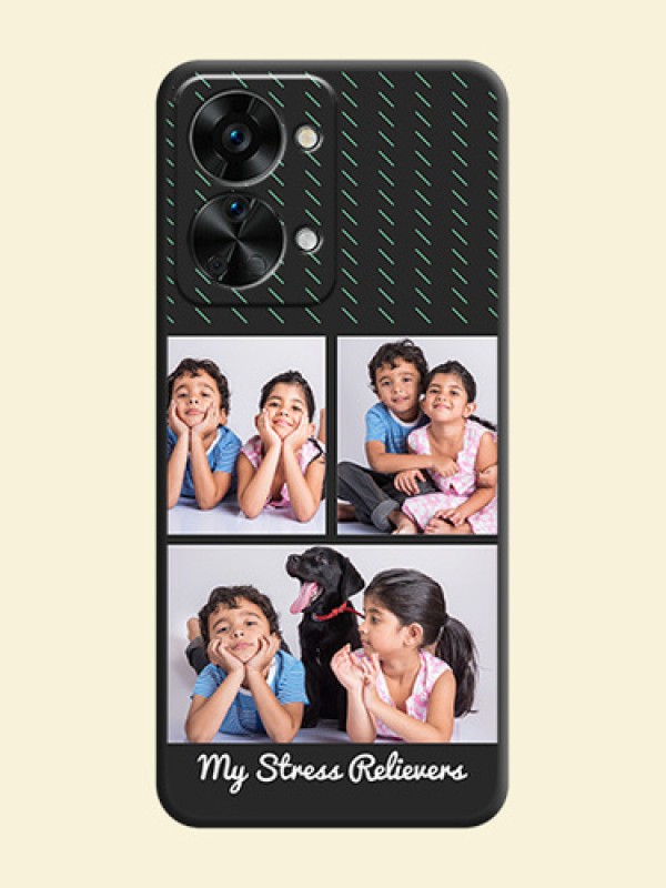 Cross Dotted Pattern with 2 Image Holder  on Personalised Space Black Soft Matte Cases - OnePlus Nord 2T 5G