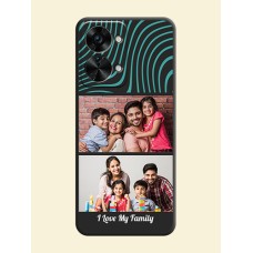 Wave Pattern with 2 Image Holder on Space Black Personalized Soft Matte Phone Covers - OnePlus Nord 2T 5G