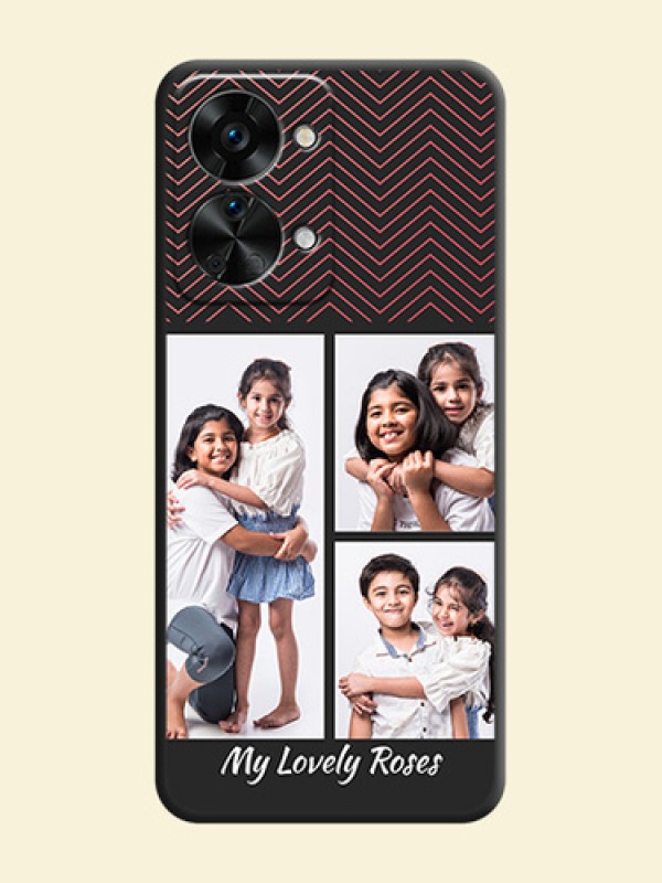 Wave Pattern with 3 Image Holder on Space Black Custom Soft Matte Back Cover - OnePlus Nord 2T 5G