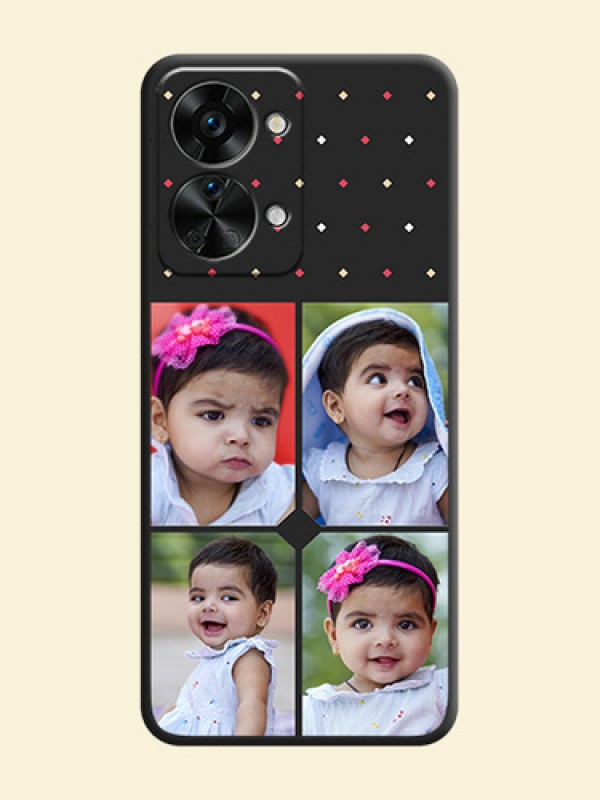 Multicolor Dotted Pattern with 4 Image Holder on Space Black Custom Soft Matte Phone Cases - OnePlus Nord 2T 5G