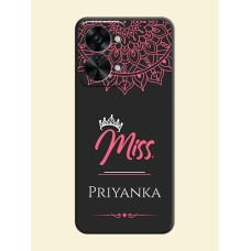 Mrs Name with Floral Design on Space Black Personalized Soft Matte Phone Covers - OnePlus Nord 2T 5G