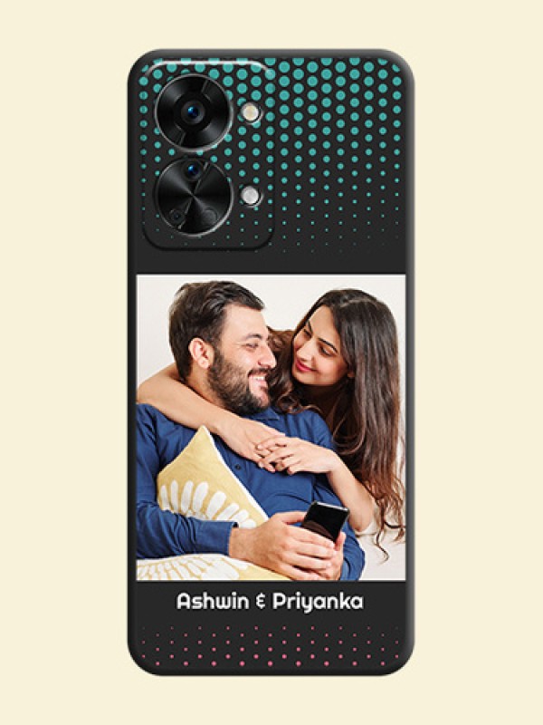 Faded Dots with Grunge Photo Frame and Text on Space Black Custom Soft Matte Phone Cases - OnePlus Nord 2T 5G