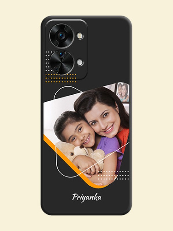 Yellow Triangle on Photo on Space Black Soft Matte Phone Cover - OnePlus Nord 2T 5G