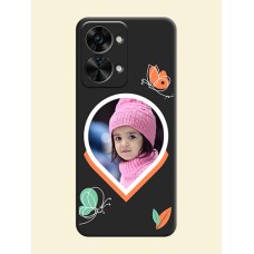 Upload Pic With Simple Butterly Design On Space Black Personalized Soft Matte Phone Covers -Oneplus Nord 2T 5G