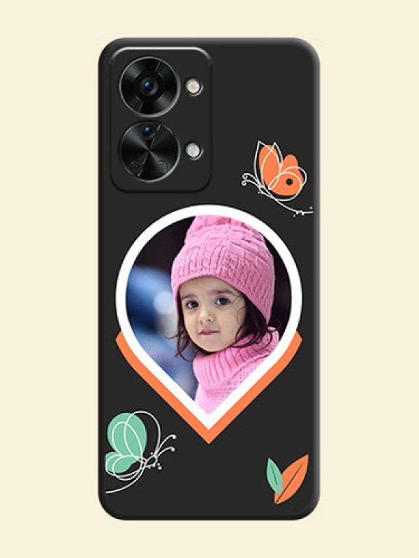 Upload Pic With Simple Butterly Design On Space Black Personalized Soft Matte Phone Covers -Oneplus Nord 2T 5G