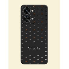 Simple Pattern With Custom Text On Space Black Personalized Soft Matte Phone Covers -Oneplus Nord 2T 5G