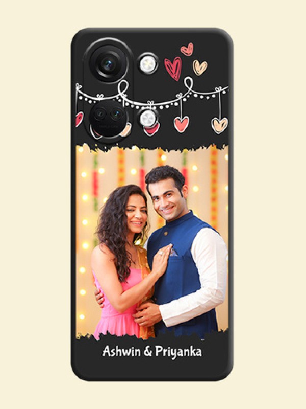 Pink Love Hangings with Name on Space Black Custom Soft Matte Phone Cases - OnePlus Nord 3 5G