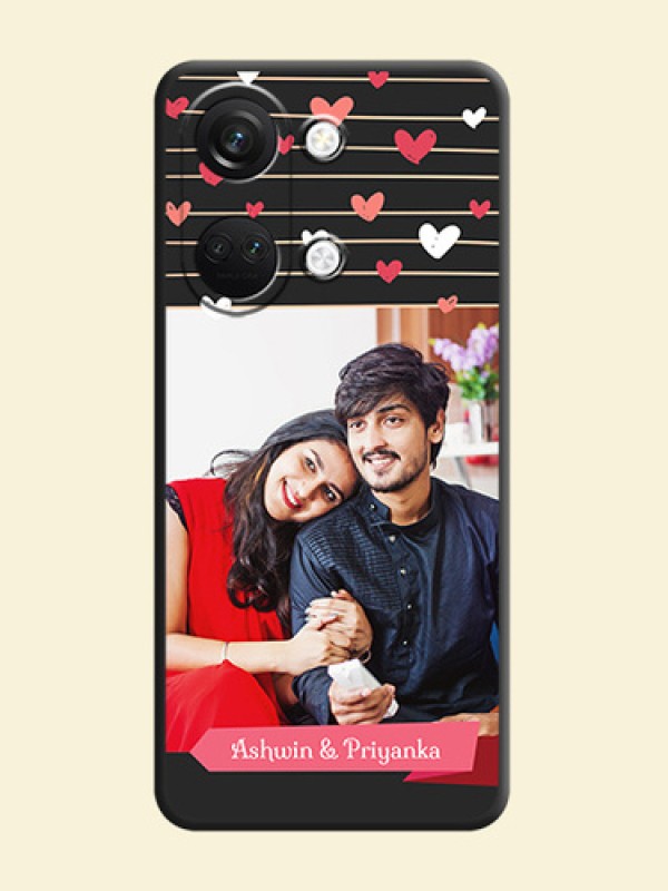 Love Pattern with Name on Pink Ribbon - Photo on Space Black Soft Matte Back Cover - OnePlus Nord 3 5G