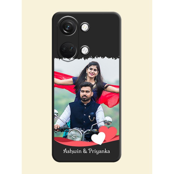 Pink Color Love Shaped Ribbon Design with Text on Space Black Custom Soft Matte Phone Back Cover - OnePlus Nord 3 5G Pink Color Love Shaped Ribbon Design with Text on Space Black Custom Soft Matte Phone Back Cover - OnePlus Nord 3 5G