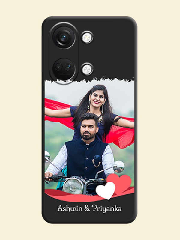Pink Color Love Shaped Ribbon Design with Text on Space Black Custom Soft Matte Phone Back Cover - OnePlus Nord 3 5G