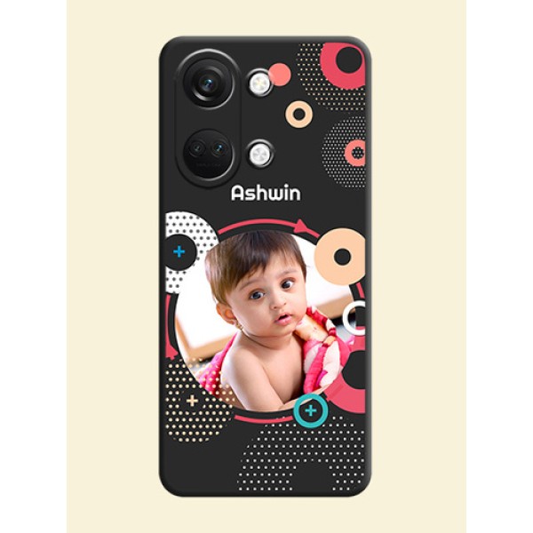 Multicoloured Round Image on Personalised Space Black Soft Matte Cases - OnePlus Nord 3 5G Multicoloured Round Image on Personalised Space Black Soft Matte Cases - OnePlus Nord 3 5G