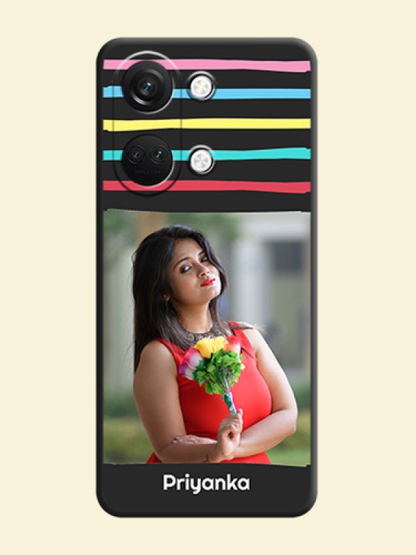 Multicolor Lines with Image on Space Black Personalized Soft Matte Phone Covers - OnePlus Nord 3 5G