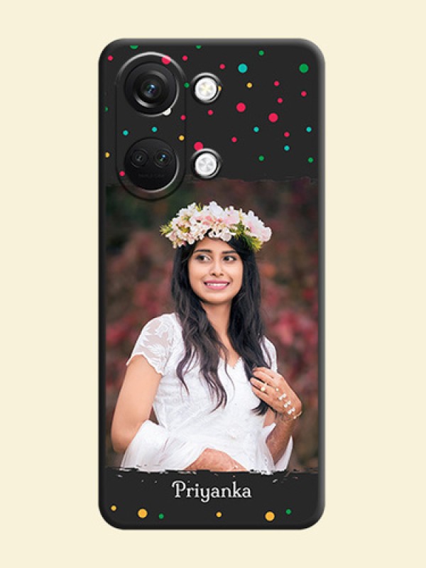 Multicolor Dotted Pattern with Text on Space Black Custom Soft Matte Phone Back Cover - OnePlus Nord 3 5G