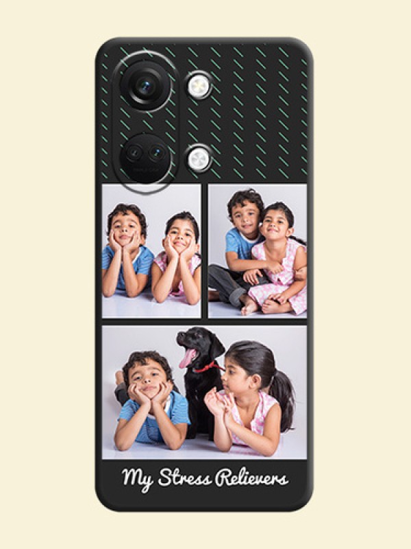 Cross Dotted Pattern with 2 Image Holder on Personalised Space Black Soft Matte Cases - OnePlus Nord 3 5G
