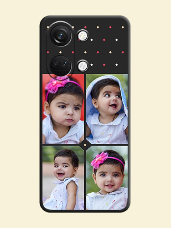 Multicolor Dotted Pattern with 4 Image Holder on Space Black Custom Soft Matte Phone Cases - OnePlus Nord 3 5G