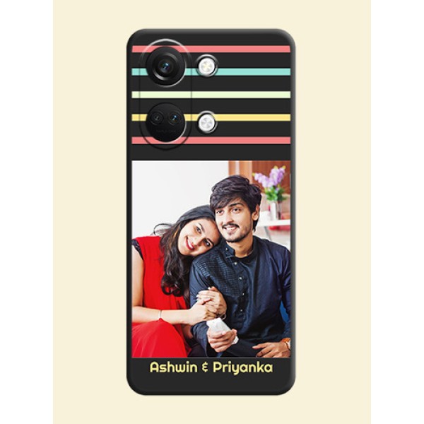 Color Stripes with Photo and Text - Photo on Space Black Soft Matte Mobile Case - OnePlus Nord 3 5G Color Stripes with Photo and Text - Photo on Space Black Soft Matte Mobile Case - OnePlus Nord 3 5G