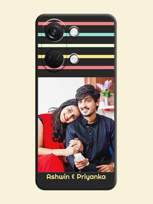 Color Stripes with Photo and Text - Photo on Space Black Soft Matte Mobile Case - OnePlus Nord 3 5G