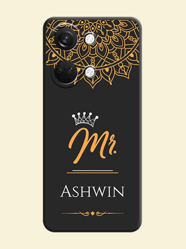 Mr Name with Floral Design on Personalised Space Black Soft Matte Cases - OnePlus Nord 3 5G