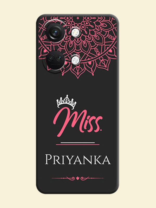 Mrs Name with Floral Design on Space Black Personalized Soft Matte Phone Covers - OnePlus Nord 3 5G