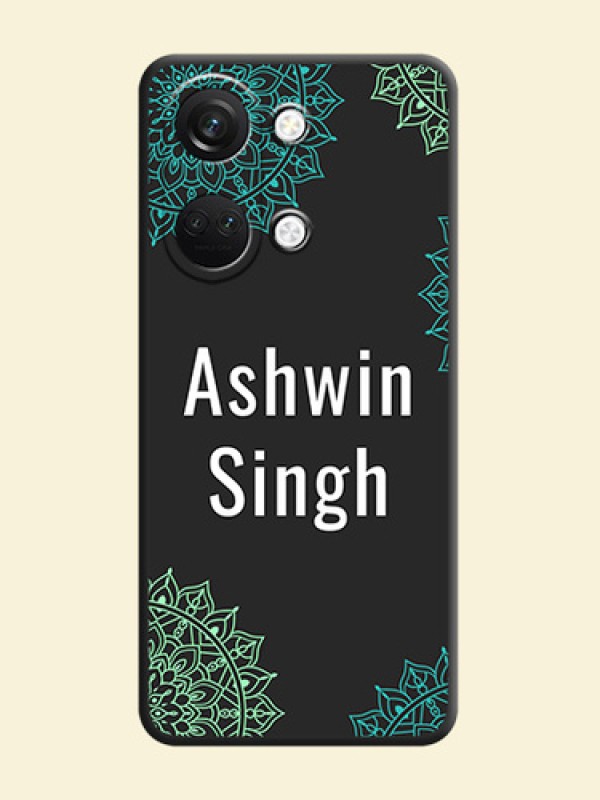 Your Name with Floral Design on Space Black Custom Soft Matte Back Cover - OnePlus Nord 3 5G