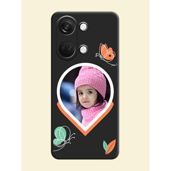 Upload Pic With Simple Butterly Design On Space Black Personalized Soft Matte Phone Covers - OnePlus Nord 3 5G Upload Pic With Simple Butterly Design On Space Black Personalized Soft Matte Phone Covers - OnePlus Nord 3 5G