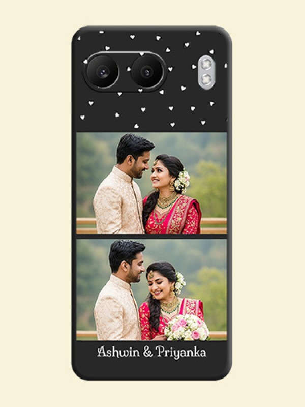 Miniature Love Symbols with Name On Space Black Custom Soft Matte Mobile Back Cover - Nord 4 5G