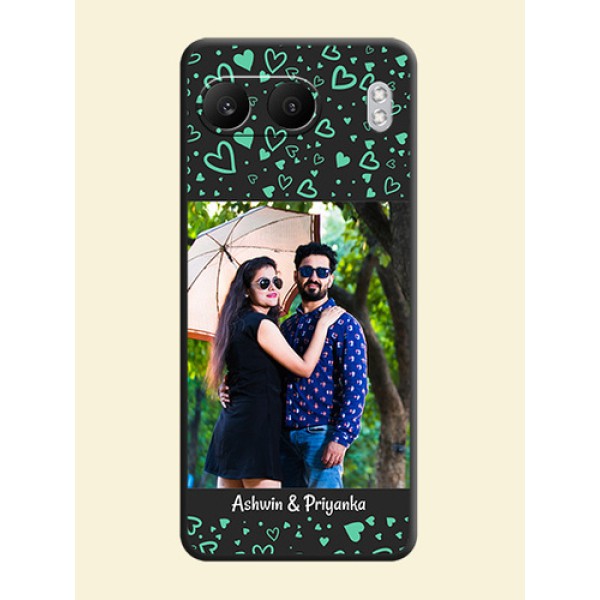 Sea Green Indefinite Love Pattern on Photo On Space Black Custom Soft Matte Mobile Back Cover - Nord 4 5G