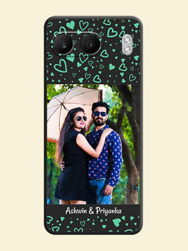 Sea Green Indefinite Love Pattern on Photo On Space Black Custom Soft Matte Mobile Back Cover - Nord 4 5G