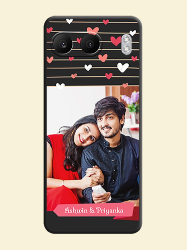 Love Pattern with Name on Pink Ribbon on Photo On Space Black Custom Soft Matte Mobile Back Cover - Nord 4 5G