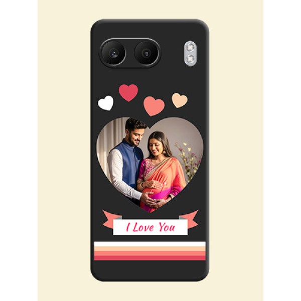 Love Shaped Photo with Colorful Stripes On Space Black Custom Soft Matte Mobile Back Cover - Nord 4 5G Love Shaped Photo with Colorful Stripes On Space Black Custom Soft Matte Mobile Back Cover - Nord 4 5G