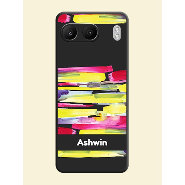 Brush Coloured On Space Black Custom Soft Matte Mobile Back Cover - Nord 4 5G Brush Coloured On Space Black Custom Soft Matte Mobile Back Cover - Nord 4 5G