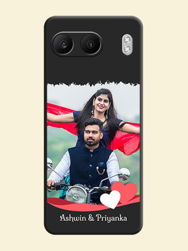 Pin Color Love Shaped Ribbon Design with Text On Space Black Custom Soft Matte Mobile Back Cover - Nord 4 5G
