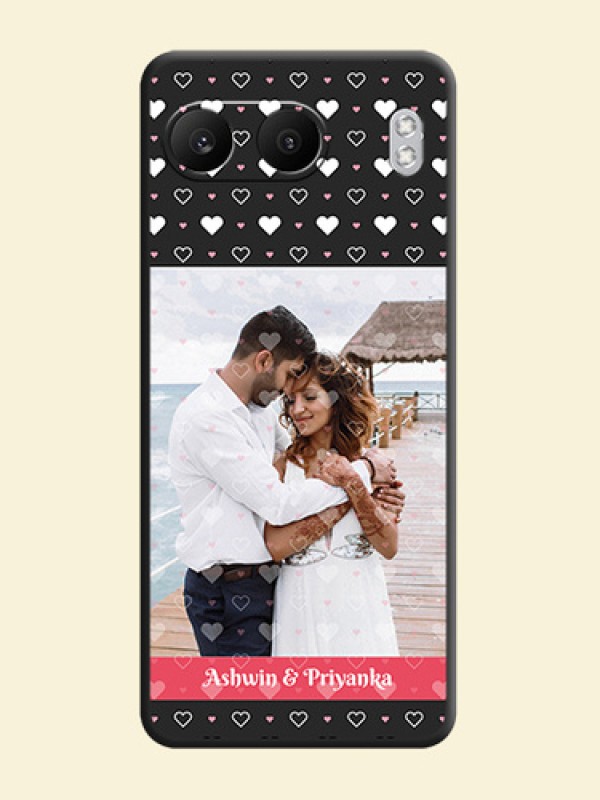 White Color Love Symbols with Text Design on Photo On Space Black Custom Soft Matte Mobile Back Cover - Nord 4 5G