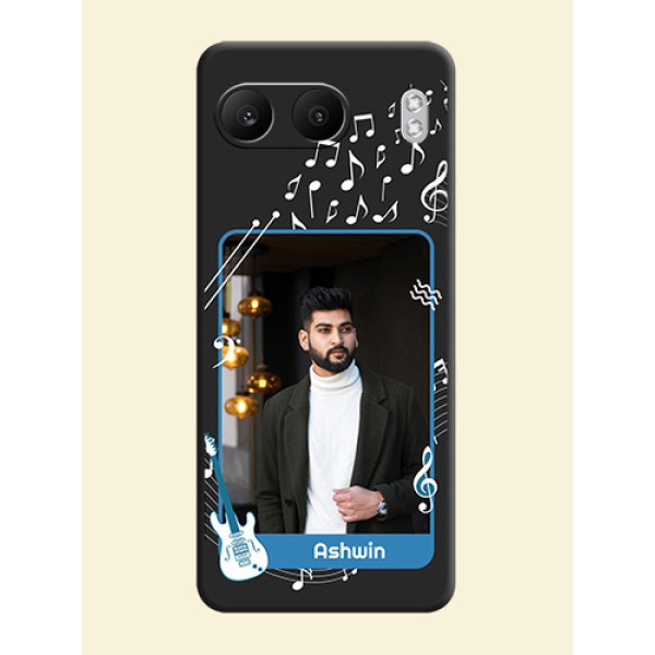 Musical Theme Design with Text on Photo On Space Black Custom Soft Matte Mobile Back Cover - Nord 4 5G Musical Theme Design with Text on Photo On Space Black Custom Soft Matte Mobile Back Cover - Nord 4 5G