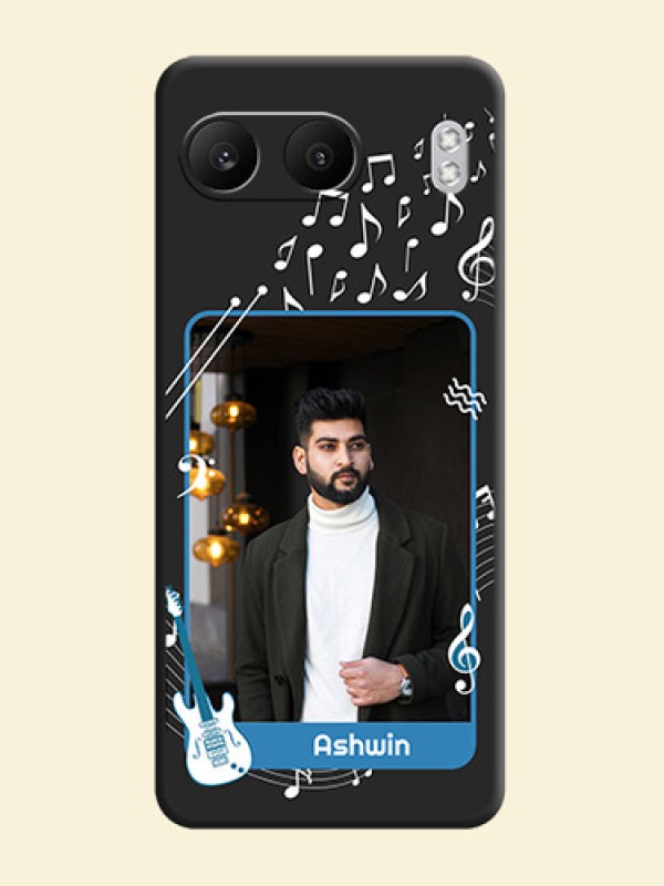 Musical Theme Design with Text on Photo On Space Black Custom Soft Matte Mobile Back Cover - Nord 4 5G