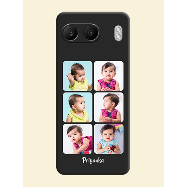 Floral Art with 6 Image Holder on Photo On Space Black Custom Soft Matte Mobile Back Cover - Nord 4 5G Floral Art with 6 Image Holder on Photo On Space Black Custom Soft Matte Mobile Back Cover - Nord 4 5G
