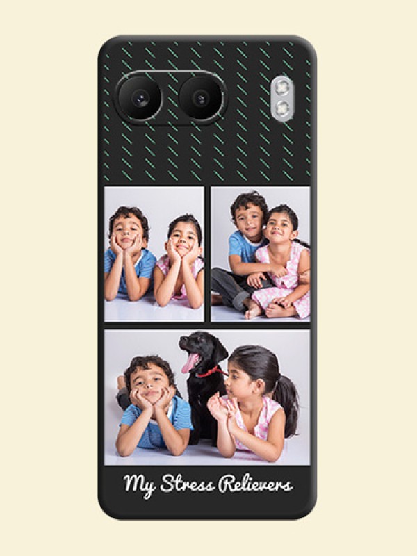 Cross Dotted Pattern with 2 Image Holder On Space Black Custom Soft Matte Mobile Back Cover - Nord 4 5G