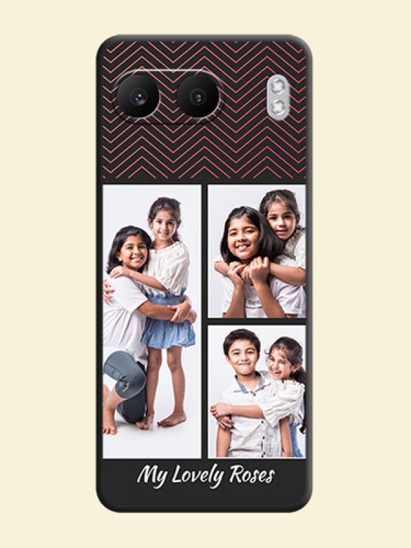 Wave Pattern with 3 Image Holder On Space Black Custom Soft Matte Mobile Back Cover - Nord 4 5G
