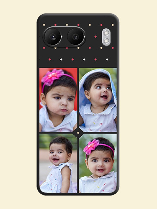 Multicolor Dotted Pattern with 4 Image Holder On Space Black Custom Soft Matte Mobile Back Cover - Nord 4 5G