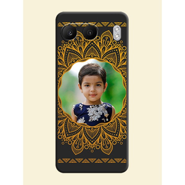 Round Image with Floral Design On Space Black Custom Soft Matte Mobile Back Cover - Nord 4 5G Round Image with Floral Design On Space Black Custom Soft Matte Mobile Back Cover - Nord 4 5G
