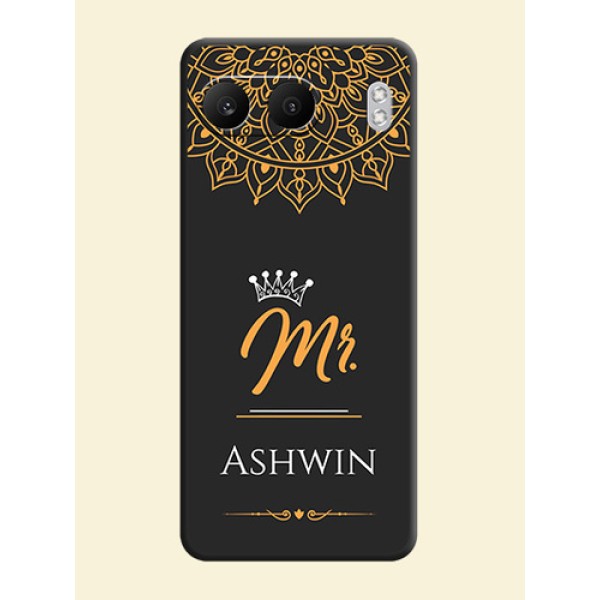 Mr Name with Floral Design On Space Black Custom Soft Matte Mobile Back Cover - Nord 4 5G Mr Name with Floral Design On Space Black Custom Soft Matte Mobile Back Cover - Nord 4 5G