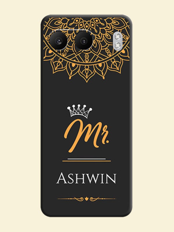 Mr Name with Floral Design On Space Black Custom Soft Matte Mobile Back Cover - Nord 4 5G