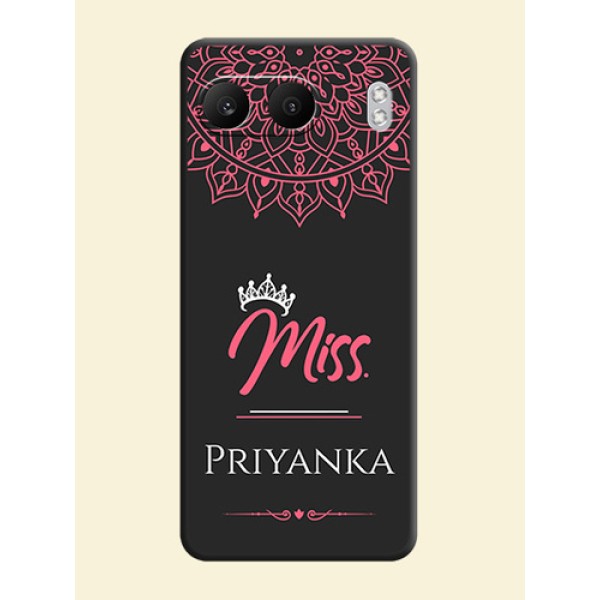 Mrs Name with Floral Design On Space Black Custom Soft Matte Mobile Back Cover - Nord 4 5G Mrs Name with Floral Design On Space Black Custom Soft Matte Mobile Back Cover - Nord 4 5G