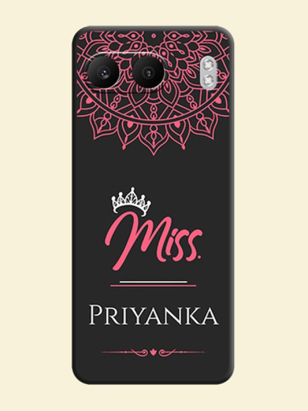Mrs Name with Floral Design On Space Black Custom Soft Matte Mobile Back Cover - Nord 4 5G